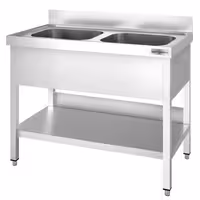 طاولة بأحواض غسيل PREMIUM - 1200x700mm - مع أرضية سفلية - مع حوضين - منتصف