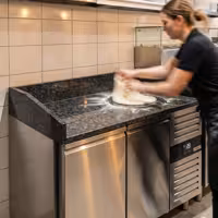 Commercial Pizza Prep Counter - Granite Top PREMIUM - 1500x800mm - with 2 doors