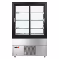 Commercial cake display fridge - 508L - 900mm - Double glazing - square - with 4 shelves - rear sliding doors - Black