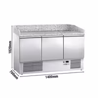 Commercial Pizza Prep Counter - Granite Top ECO - 1400x700mm - with 3 doors