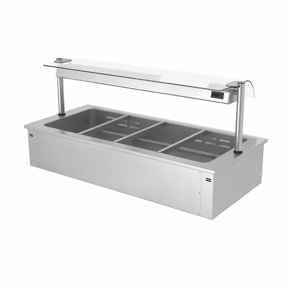 Sähkökäyttöinen vesihaude - 2,92 kW - 4x GN 1/1 - suojalasi