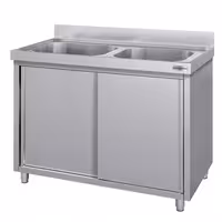 Sudoper s ormarićem ECO - inox - 1000 x 700 mm - sa 2 korita - korita sredina