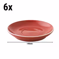 (6 kom) Colors - Tanjurić za cappuccino - Okrugli - Ø 140 mm - Crvena