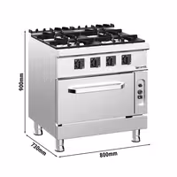 Plynový sporák - 32 kW - 4 hořáky - vč. plynové trouby statické - 6 kW