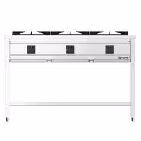Fogão a gás - 25,5kW - 3 queimadores - aberto com base e gaveta de recolha - com queimadores de alto rendimento