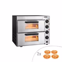 Electric Deck Pizza Oven - Twin Deck - Refractory Stone Deck - 4+4 - Ø 20cm (7.9") - 230V Single Phase - Mechanical Controls - up to 350°C