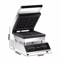 Commercial Waffle Maker - Single - Digital - 1.6kW - Shape: Brussels - plates with Teflon coating