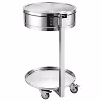 Sack holder - Mobile - 80L - Ø390mm, 840(H)mm - with foot pedal & slow-closing lid, liner retainer, castors - Stainless steel