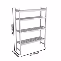 وحدة رفوف ألمنيوم - بداية - 1190x1685mm - عمق: 360 mm - 4 رفوف - الحمولة: 450 kg