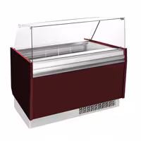 Ice Cream Display Freezer | LIAM - 1310mm - Static cooling - with LED lighting - for 10+10 x 5 litres Napoli pans - Granat red