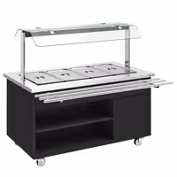Šildomas bufetas DANZIG - 1600 mm - 4 x GN 1/1 - su padėklų takeliu - juoda