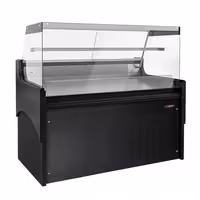 Csemegepult - 1580x975 mm - 140 liter - ventilációs - egyenes frontüveges - fekete - márvány munkalap