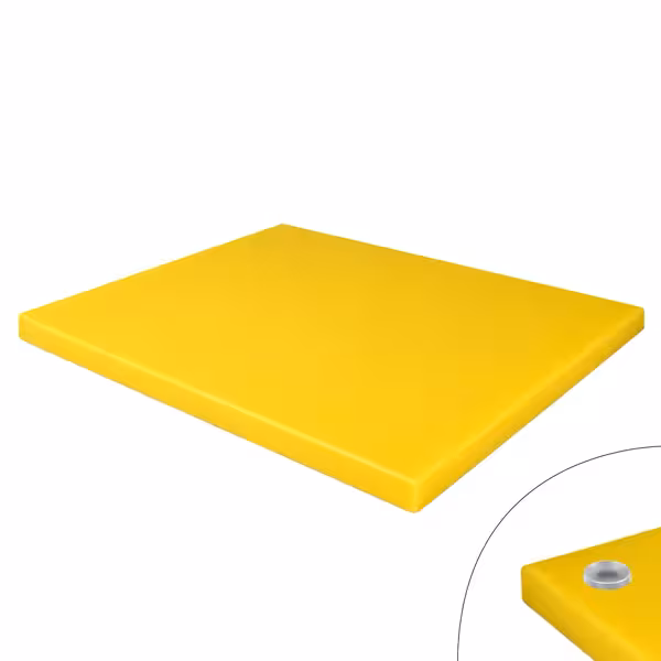 Neslīdošs griešanas dēlis - 300x500 mm - Biezums: 20 mm - HACCP atbilstošs - PE500 (HDPE) polietilēns - Dzeltens - Var mazgāt trauku mazgājamā mašīnā