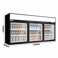 Zidni hladnjak za zamrzavanje u supermarketu – 2100 mm – 346 litara – s 3 vrata i 2 police – crna