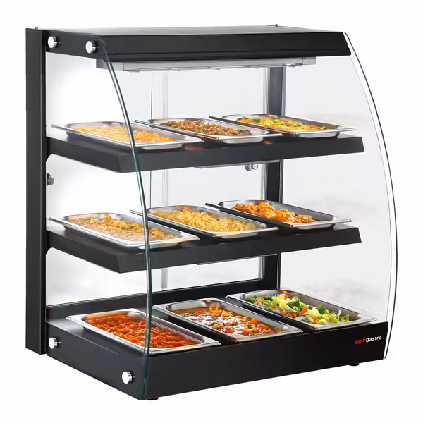 Topla vitrina - 1,16 kW - s 3 policama - crna