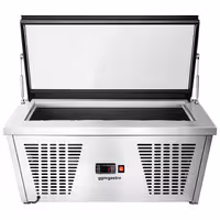 Countertop Ice Cream Display Freezer - 867mm - Static cooling - with LED lighting - for 4 x 5 litres Napoli pans - hinged glass lid