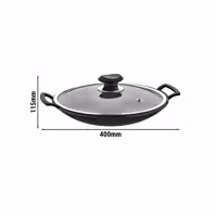 Wok-Pann – Ø 300 mm – antihaft – Héicht: 115 mm – mat Glasdeckel