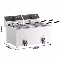 Electric Fierbător de paste profesional - de banc - 8 + 8 litri - 6,5 kW - cu robinet de scurgere - incl. 8 coșuri