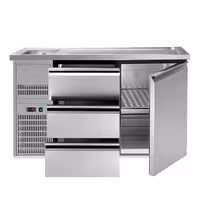 Direct Draw Beer Dispenser / Kegerator - 1 Stainless Door + 2 Drawers PREMIUM – 1 sink left - 1550×700 mm