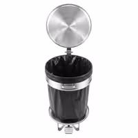 Sack holder - Mobile - 80L - Ø390mm, 840(H)mm - with foot pedal & slow-closing lid, liner retainer, castors - Stainless steel