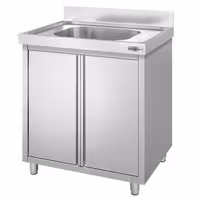 Sudoper s ormarićem PREMIUM - inox - 800 x 700 mm - s 1 koritom - korito sredina