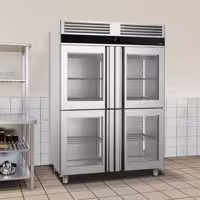 Szafa chłodnicza PREMIUM – stal nierdzewna – GN 2/1 – 1400 L – z 4 półdrzwiami szklanymi