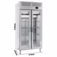 Nerezová chladicí skříň PREMIUM PLUS - GN 1/1 745 L - Se 2 skleněnými dveřmi