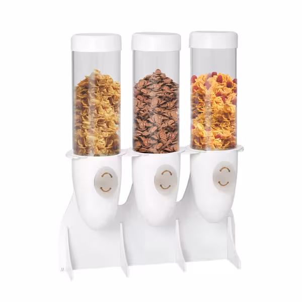 Commercial Cereal Dispenser - triple - Ø115mm - Rotary Dispense - Stainless Steel Stand