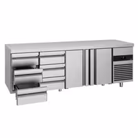 Commercial Counter Fridge PREMIUM - 2330x700mm - with 2 doors - 6 drawers - capacity 632 litres