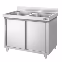 Sudoper s ormarićem PREMIUM - inox - 1000 x 700 mm - sa 2 korita - korita sredina