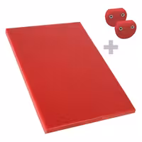 Neslīdošs griešanas dēlis ar stoperiem - EN 600x400 mm - Biezums: 20 mm - Polietilēns (PE) - Sarkans - Trauku mazgājamajā mašīnā mazgājams - HACCP atbilstošs