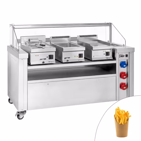 محطة طهي متنقلة - 1600x850mm - الارتفاع: 1170mm