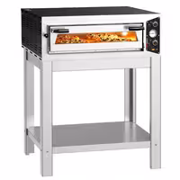 Electric Deck Pizza Oven - Single Deck - Refractory Stone Deck - 4 x Ø 30cm (12") - 230V Single Phase | 16A Plug - Mechanical Controls - up to 450°C - incl. Base frame