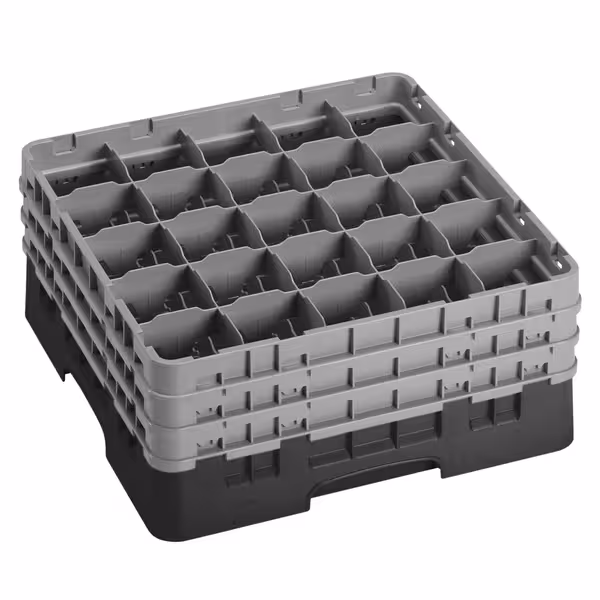CAMBRO | CAMRACK® – Glasdiskkorg 1/1 – 25 fack – med 3 förlängare – 500x500 mm – Svart
