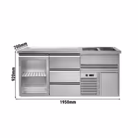 Pivski štand Premium PLUS - 1950x700 mm - 1 staklena vrata & 3 ladice