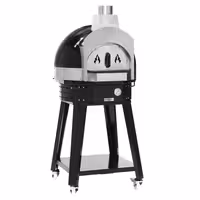Wood-Fired Pizza Oven - Single Deck - 3 × Ø 30 cm - Black - up to 400°C - with Base frame