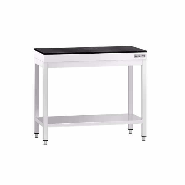 Rozsdamentes acél munkaasztal PREMIUM - 800x700 mm - alsó polccal - gránit munkalappal