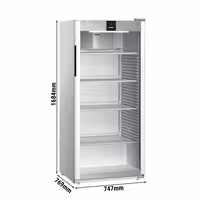 LIEBHERR | Szafa chłodnicza PERFORMANCE – 569 L – od +1 do +15 °C – z wnętrzem z tworzywa sztucznego i 1 drzwiami szklanymi – szara