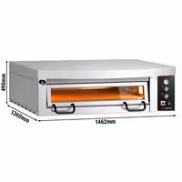 Electric Deck Pizza Oven Power - Single Deck - Refractory Stone Deck - 9 x Ø 34cm (13.4") - 230V 3 Phase - Mechanical Controls - incl. Hood