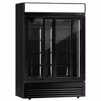 Commercial Beverage Display Fridge with Illuminated Canopy - 1295mm - 880 Litres - with 2 sliding glass doors - LED lighting - digital controller with temperature display - Black - Temperature range 2 to 8 °C