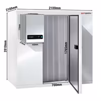 Zamrzivačka komora - 2100x2100 mm - 6,10 m³ - uklj. zamrzivački agregat i PVC lamele - -20/-10 °C