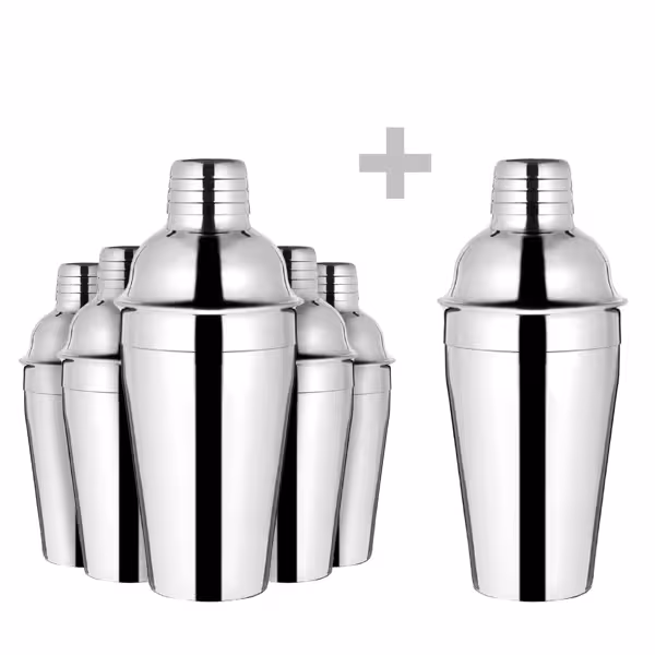 (6 adet) Kokteyl Shaker - Klasik - Paslanmaz çelik - 550ml