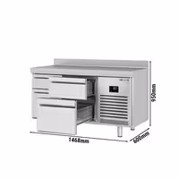 Rashladni pult PREMIUM PLUS - 1468x600 mm - 250 l - s 4 ladica - Ventilirano hlađenje - Podignuti rub