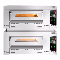 Gas Deck Pizza Oven - Twin Deck - Refractory Stone Deck - 4+4 x Ø 34cm (13.4") - 230V Single Phase - Mechanical Controls - up to 450°C