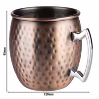(6 adet) Karıştırma Kabı MOSCOW MULE - 500ml - Bakır - Kulplu