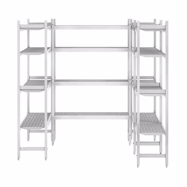 وحدة رفوف ألمنيوم - بداية - 1311x360mm - على شكل حرف U - عمق: 360 mm - 4 رفوف - الحمولة: 600 kg
