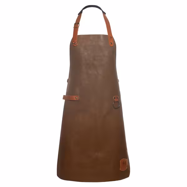 KARLOWSKY | Leather Bib Apron – Toffee - 100% Cowhide - Adjustable Neck - Barista & Chef