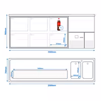 Pivski štand PREMIUM - 2500x700 mm - 6 Staklene ladice