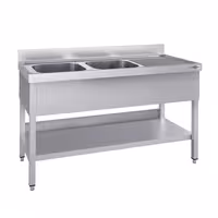 Sudoper ECO - 1600x600 mm - s donjom policom - s 2 koritima - korita lijevo