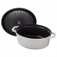 STAUB | Cocotte Oval Enamelled Cast Iron Casserole Dish – 230 mm Oval – White Truffle